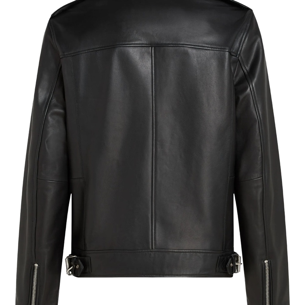 New 2025 Karl Lagerfeld Farfetch Men's Black Lambskin Leather Jacket Large L - Picture 7 of 9